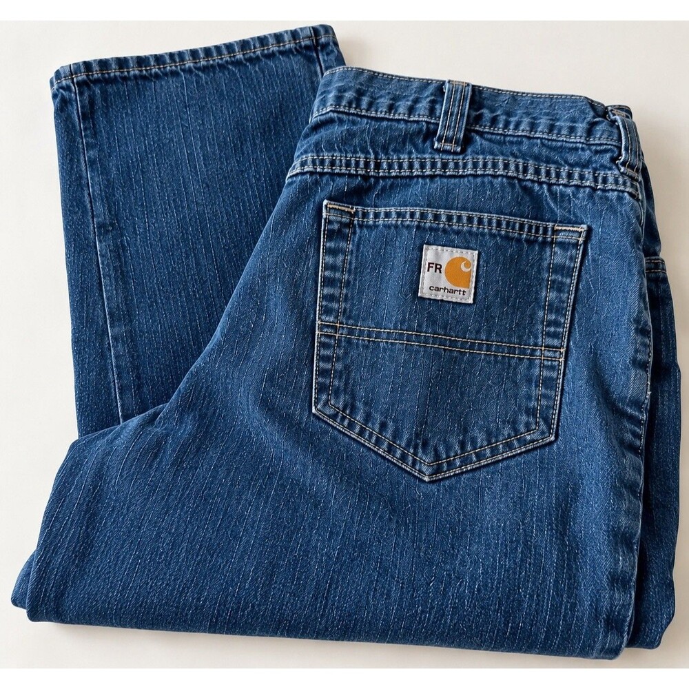 Carhartt FR Men’s Blue Denim Jeans Flame Resistant Workwear Straight Leg